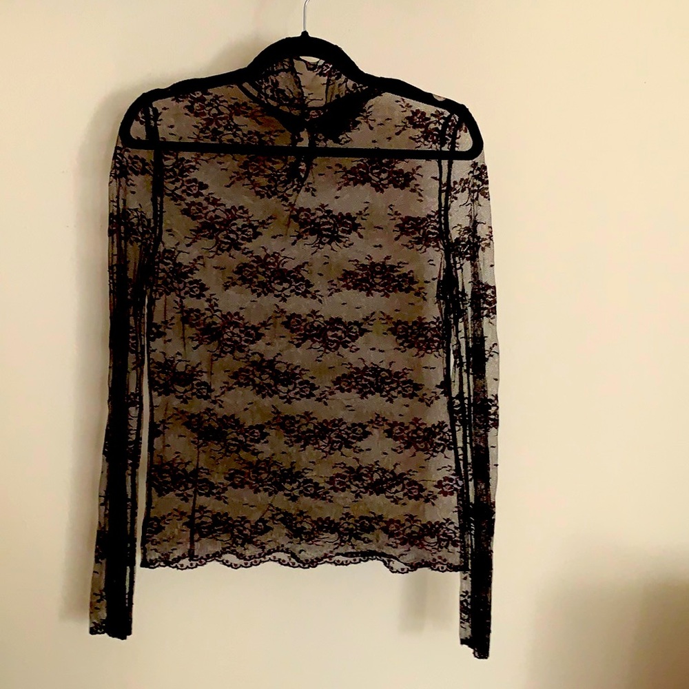 Sheer Long Sleeve Lace Shirt